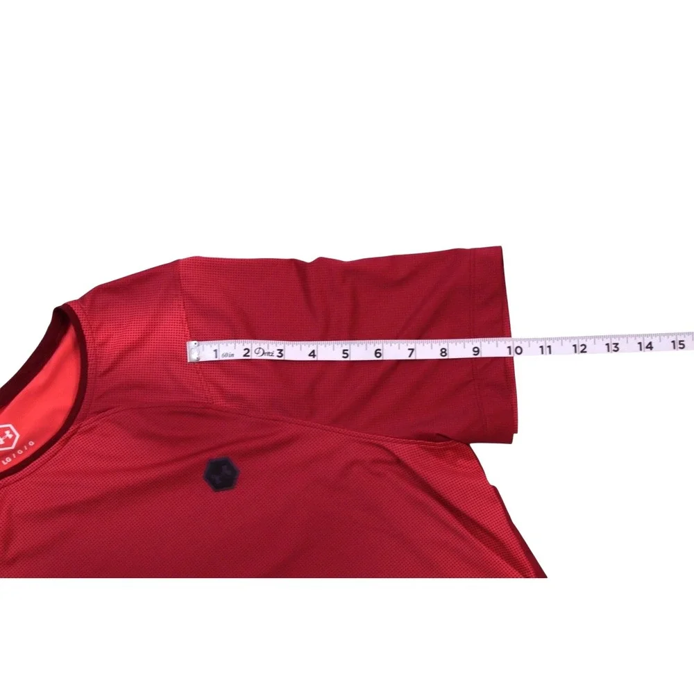 Under Armour Men L  The UA Rush Tee Red‎ Fitted Heat Gear Celliant Gradient Red